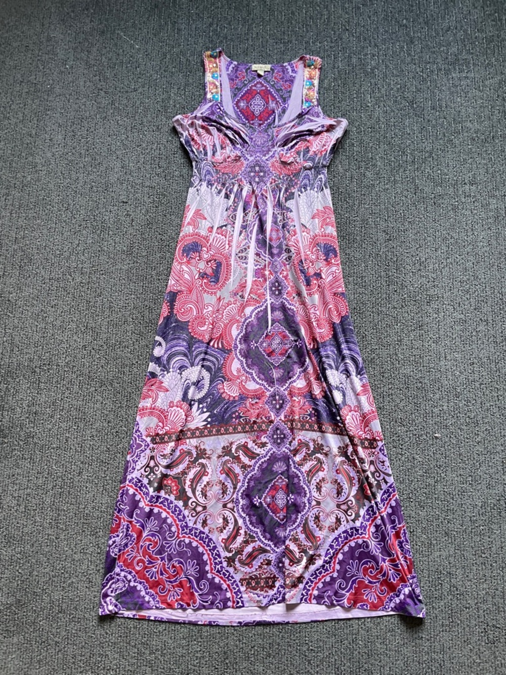 ONE WORLD Purple & Pink Paisley Sleeveless Maxi Dress